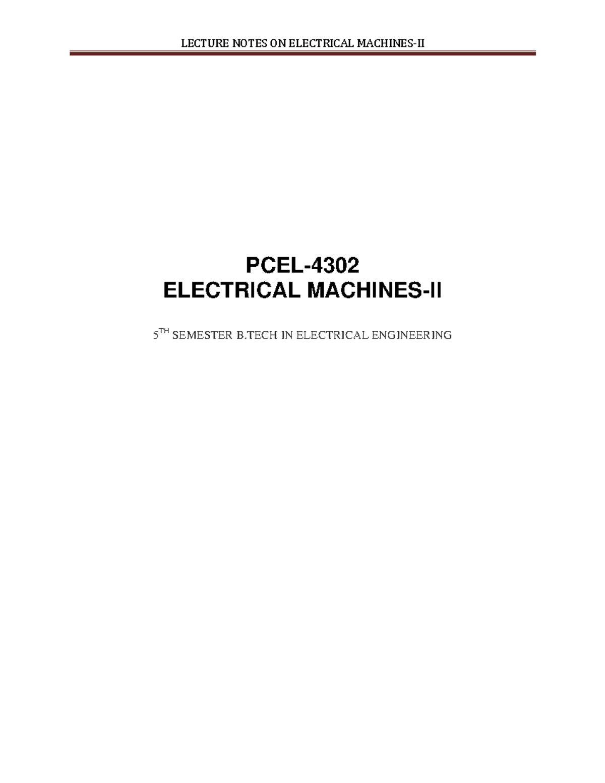 226 Electrical Machine Ii Pcel Electrical Machines Ii 5 Th Semester