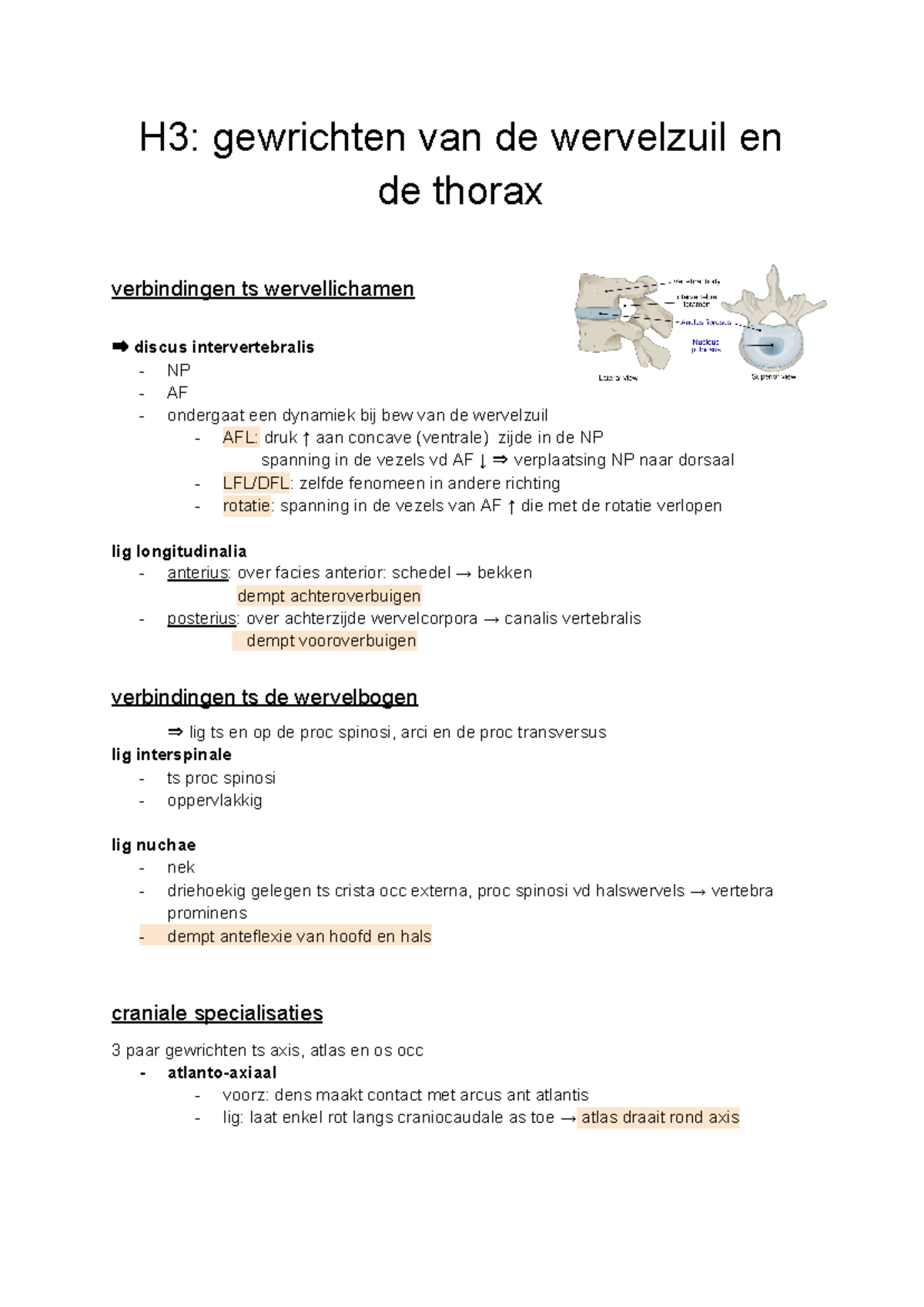 Gewrichten Van De Wervelzuil En Thorax - H3: Gewrichten Van De ...