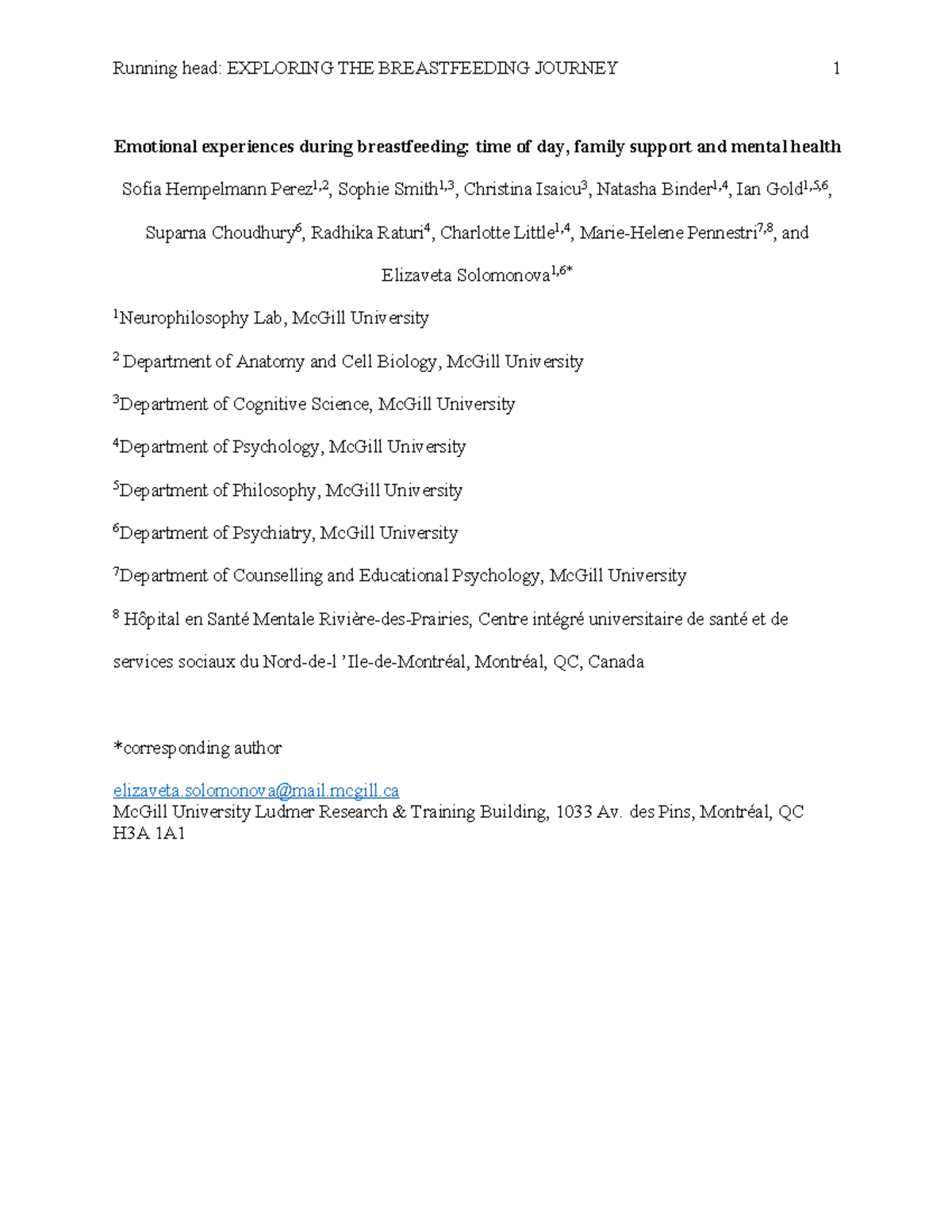 Emotional experiences during breastfeeding preprint Running head