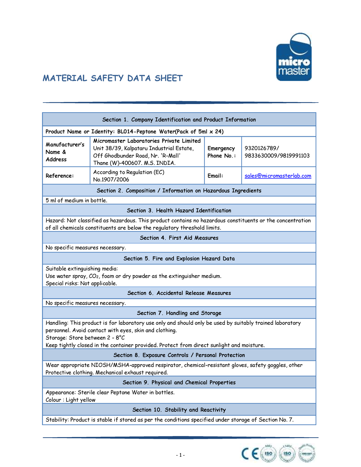 BL014-MSDS 1835 - BL014-MSDS 1835 - MATERIAL SAFETY DATA SHEET 1 ...