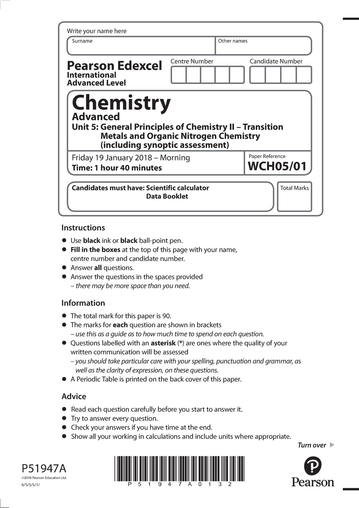 WCH05 01 que 2018 0119-1 - Centre Number Candidate Number Write your ...