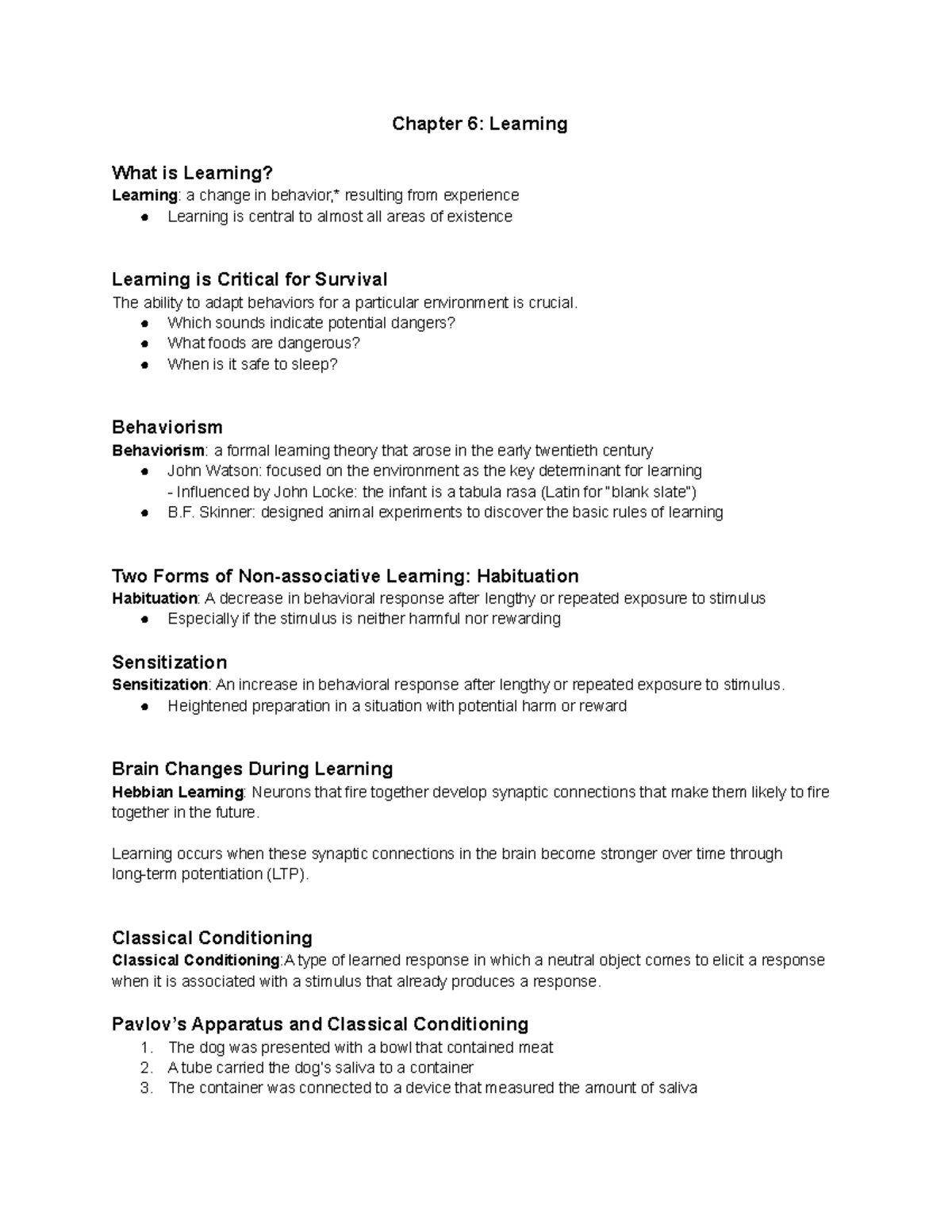 Psychology Lecture Learning Ch 6 - Chapter 6: Learning What Is Learning ...