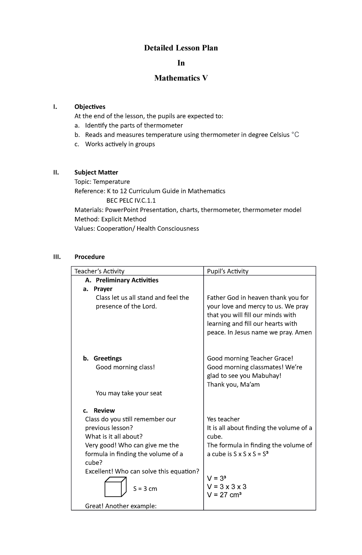 Detailed Lesson Plan - Detailed Lesson Plan In Mathematics V I ...