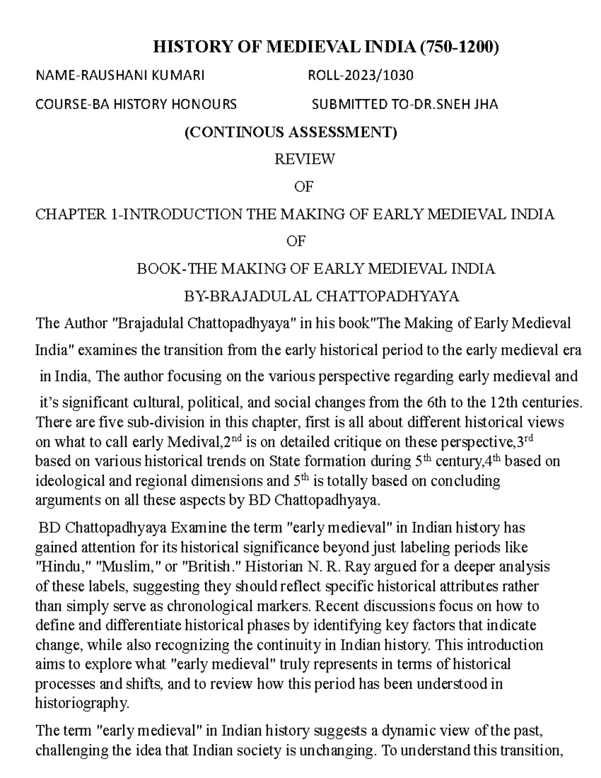 CA medieval india - HISTORY OF MEDIEVAL INDIA (750-1200) NAME-RAUSHANI ...