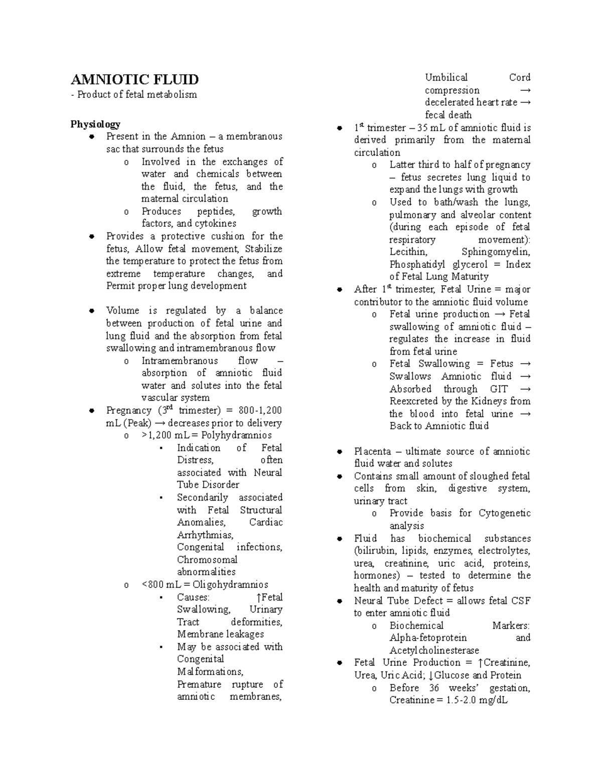 Amniotic Fluid and Automation - AMNIOTIC FLUID Product of fetal ...