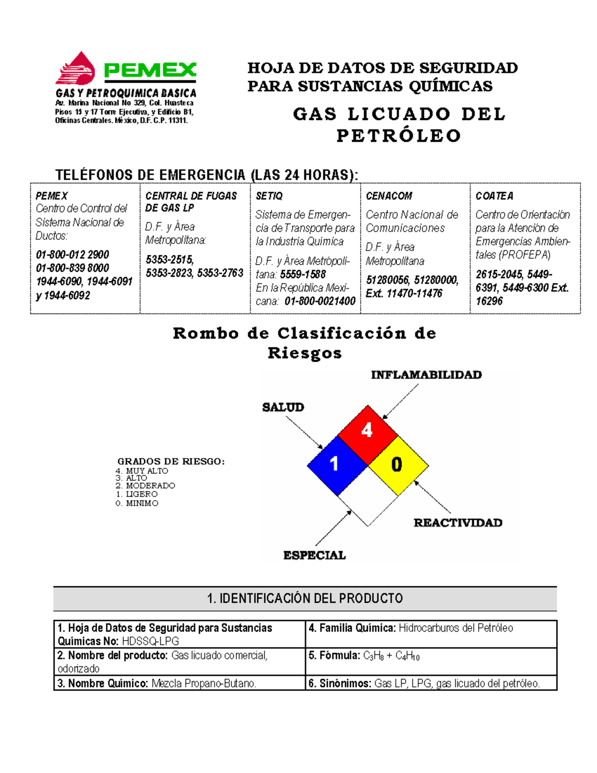 Hoja Seguridad Gas LP Contiene Las Indicaciones - Enfermeria Laboral ...