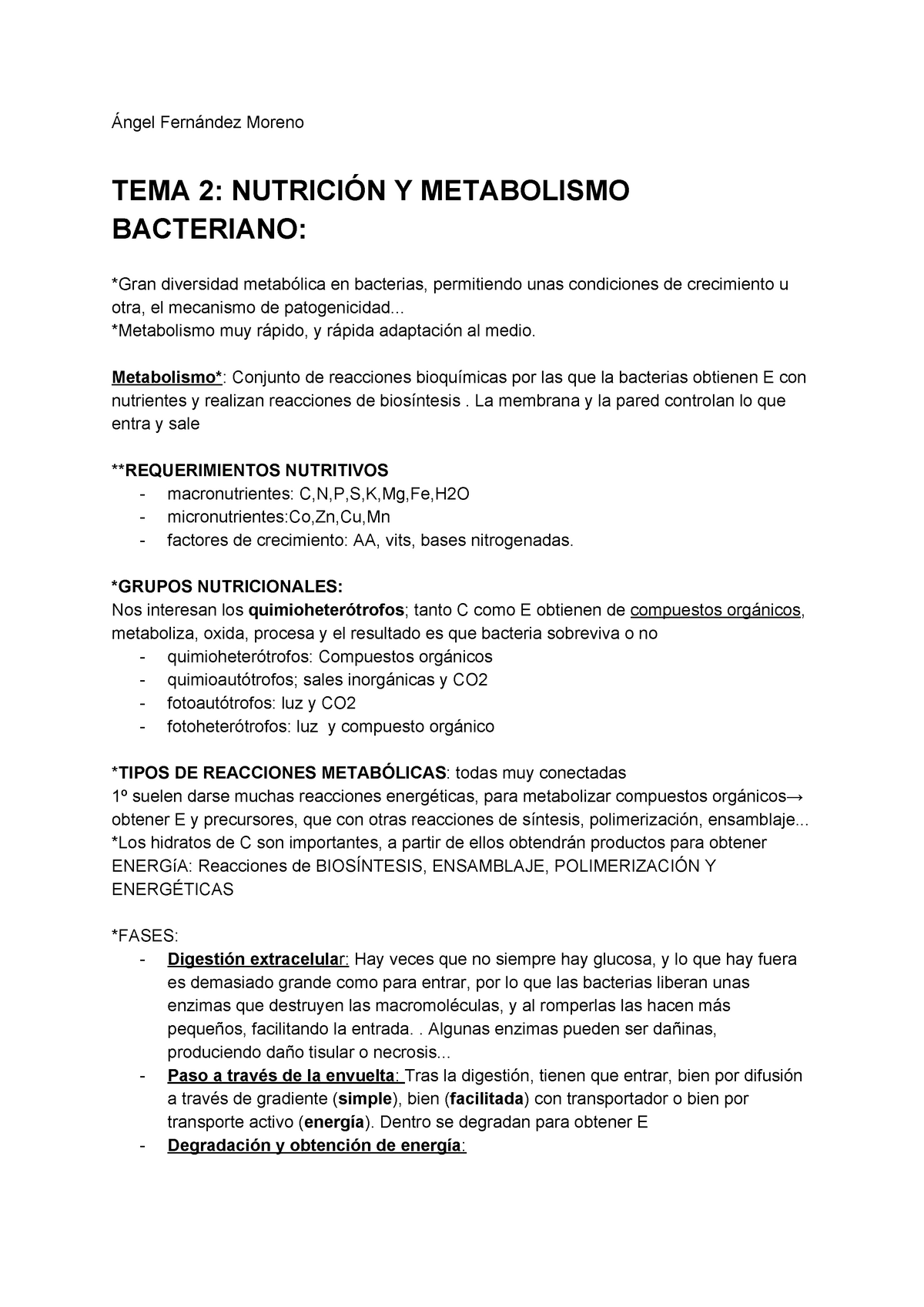 Nutrición Y Metabolismo Bacteriano Ángel Fernández Moreno Tema 2 NutriciÓn Y Metabolismo 0789