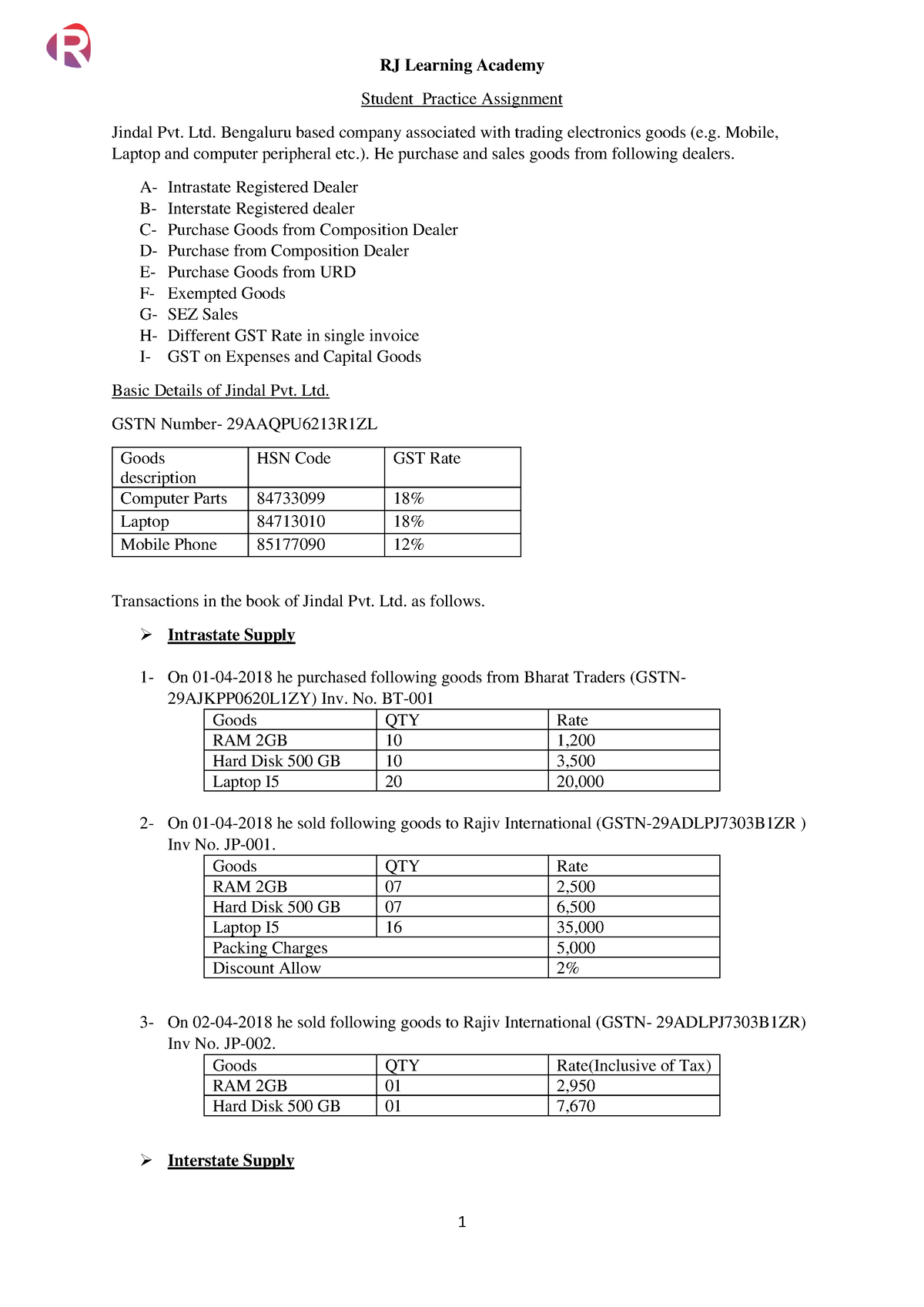 rj learning academy assignment