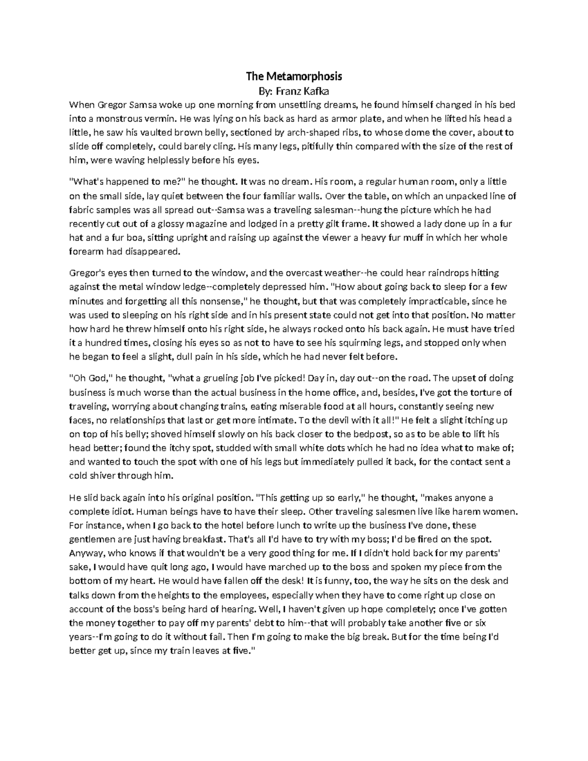 The-Metamorphosis-2024 - The Metamorphosis By: Franz Kafka When Gregor ...