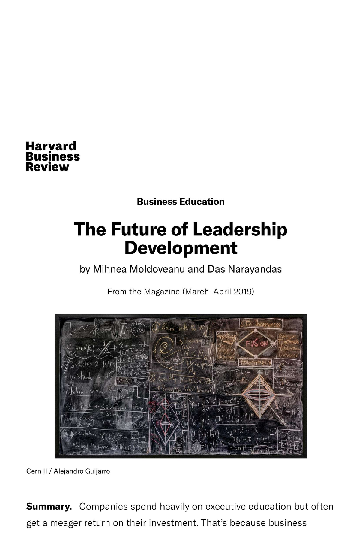 HBR - The Future Of Leadership Development - ACCA Strategic Business ...