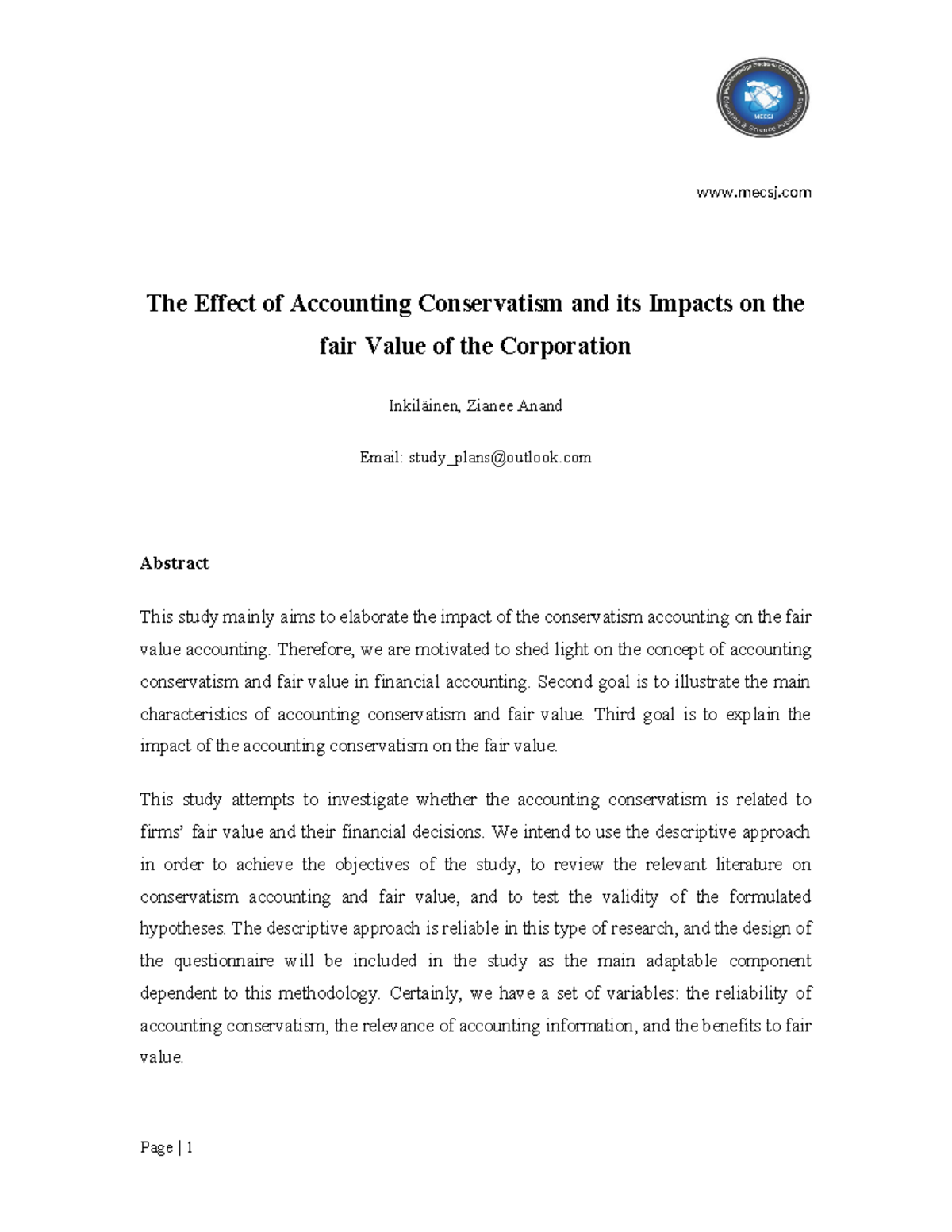The Effect of Accounting Conservatism and its Impacts on the fair Value ...
