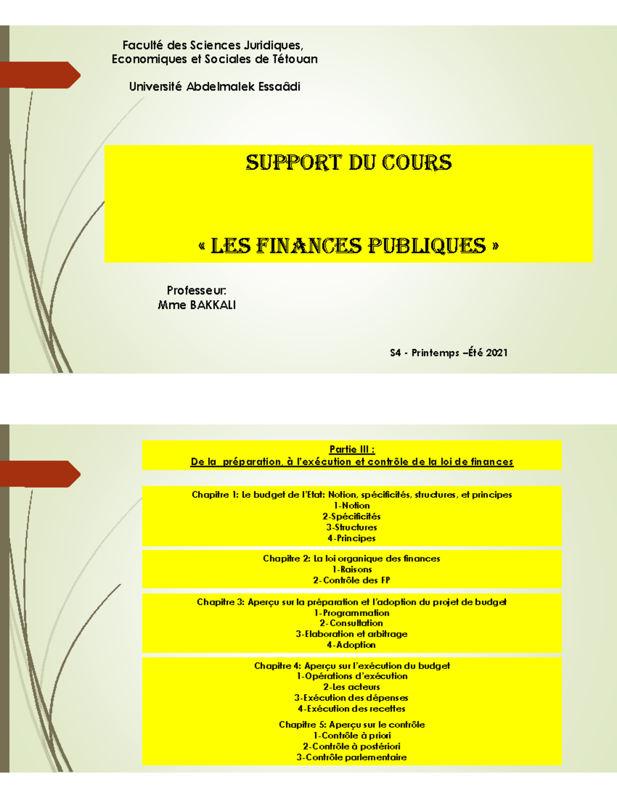 Partie I Introduction AUX Finances Publiques-8 - SUPPORT DU COURS « LES ...