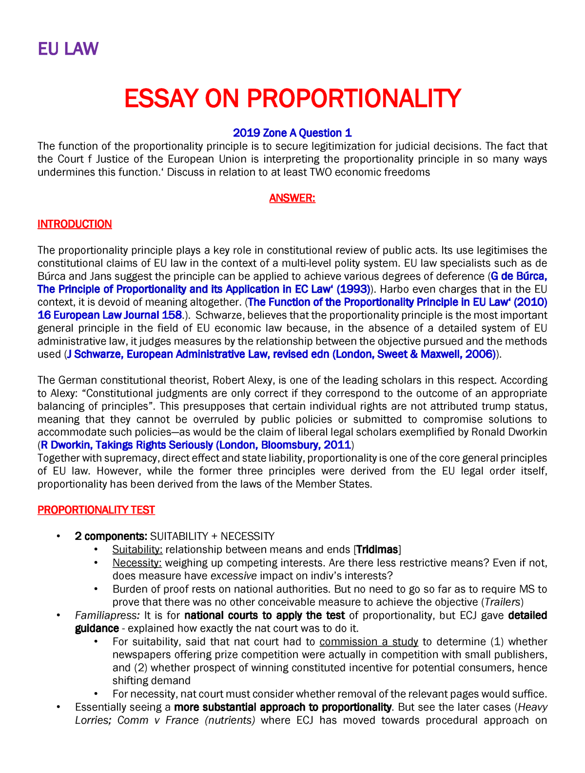essay on proportionality test