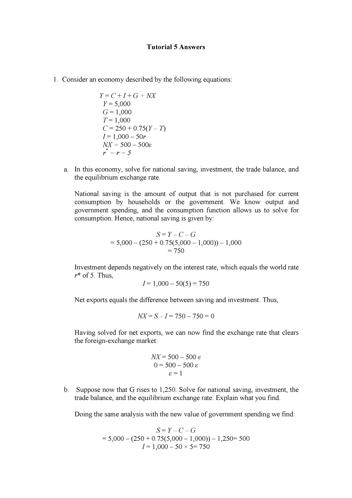 Tutorial 5 Answers Will Be Very Helpful In Preparing For The Exam Studocu