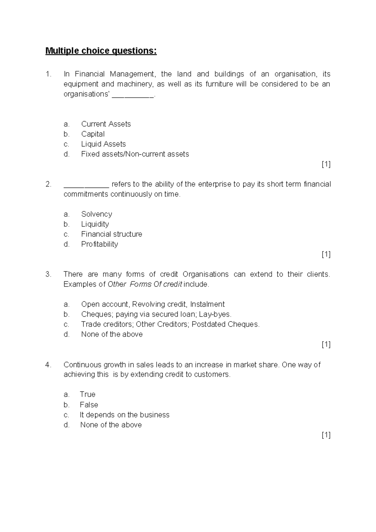 Chapter 5 - Practice Questions and answers - Multiple choice questions ...
