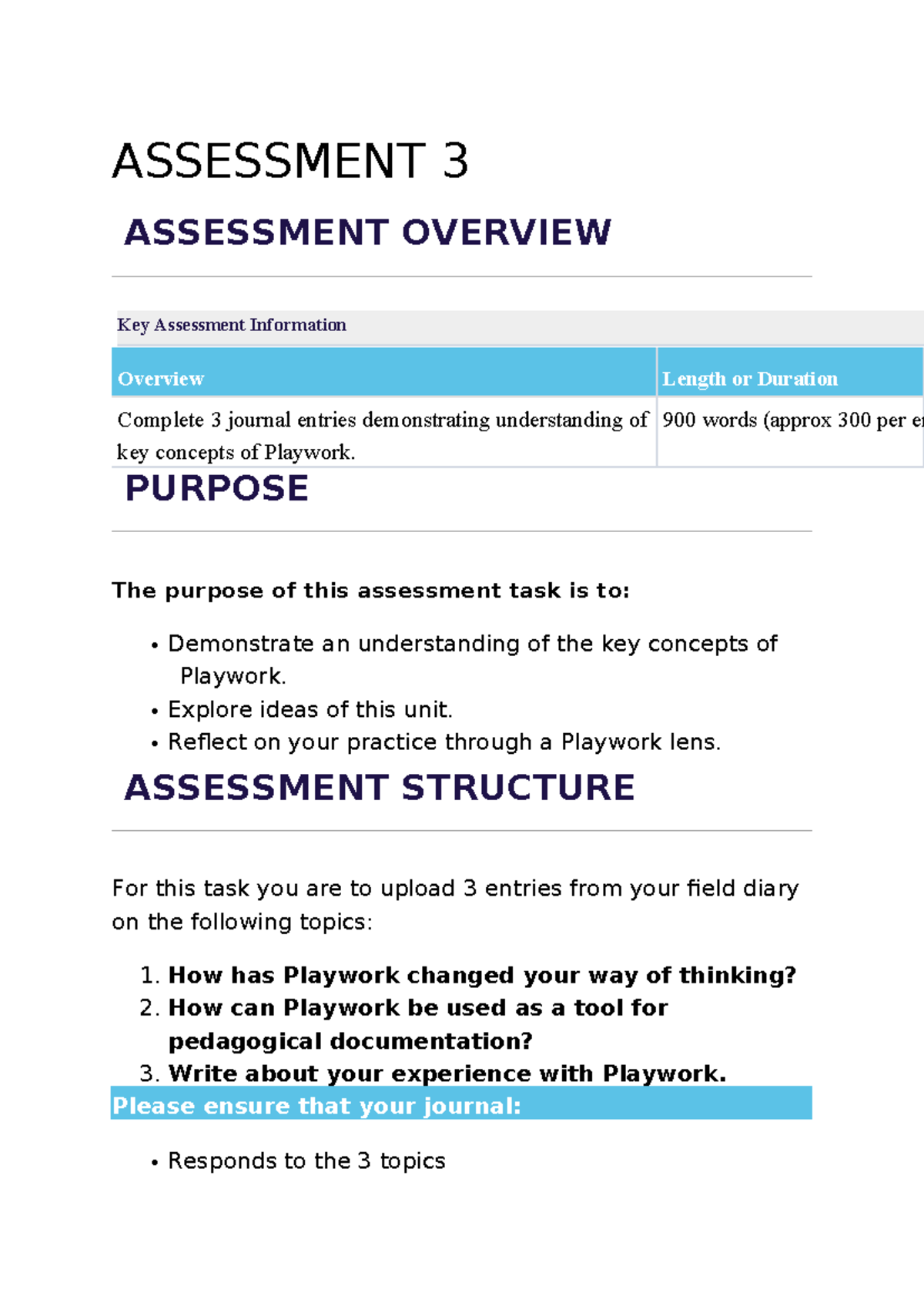 Assessment 3 ECE300 - ASSESSMENT 3 ASSESSMENT OVERVIEW Key Assessment ...