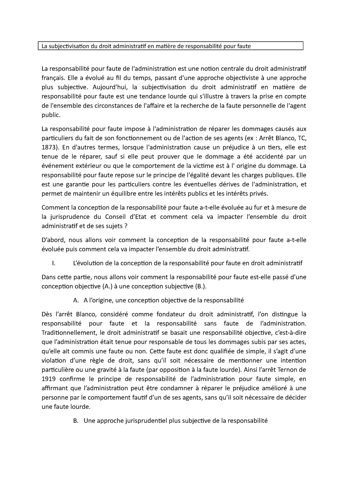 dissertation la faute en droit administratif