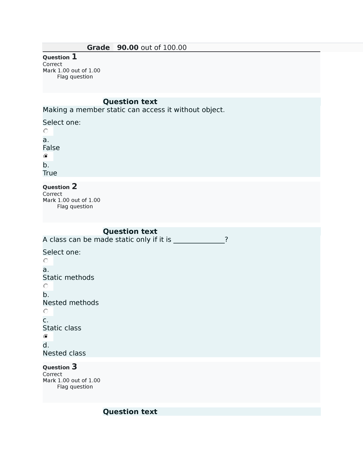 CS6203C Object Oriented Programming Midterm Q1 - Grade 90 Out Of 100 ...