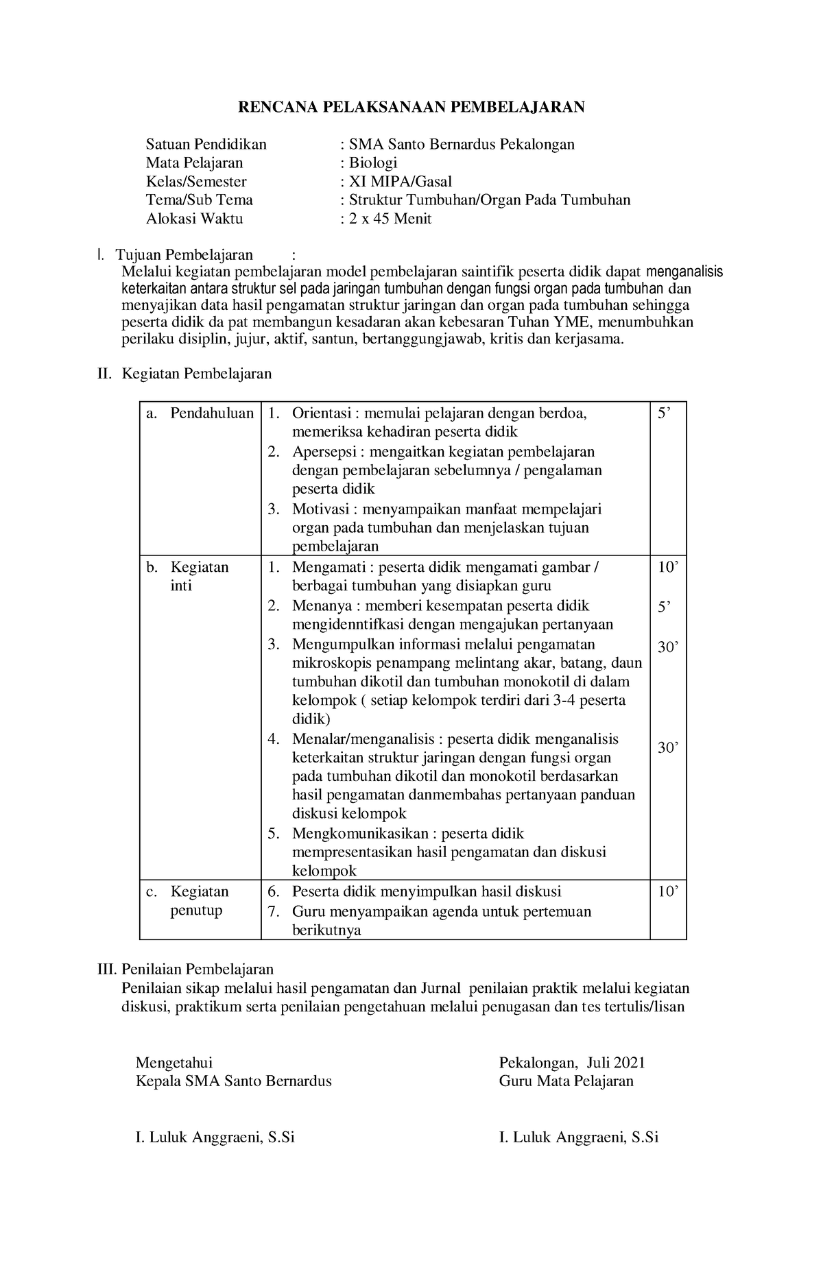 436225-1636162474 - Biological Science - RENCANA PELAKSANAAN ...