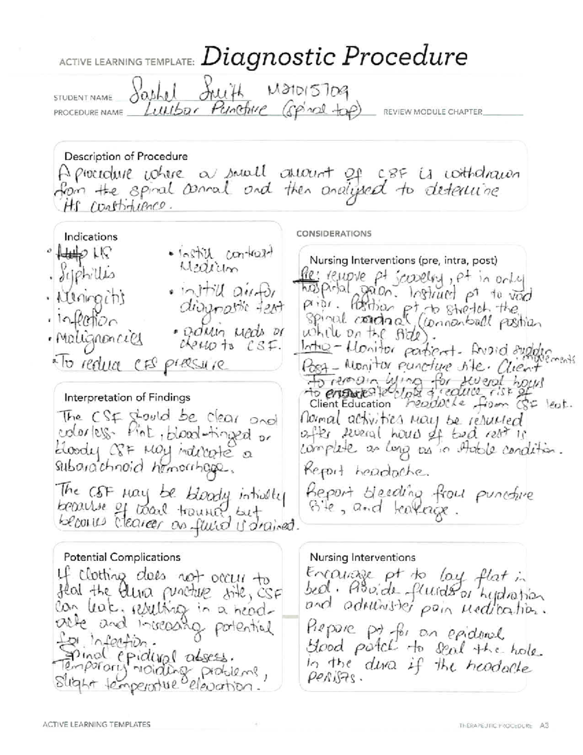 ATI Diagnostic Procedure Lumbar Puncture MedicationDexamethasone 