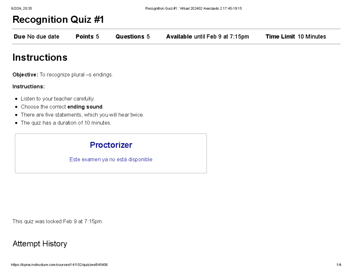 Recognition Quiz 1 Virtual 202402 Avanzado 2 17 45 19 15 Recognition Recognition Quiz 1 Virtual 202402 Avanzado 2 17 45 19 15 Recognition