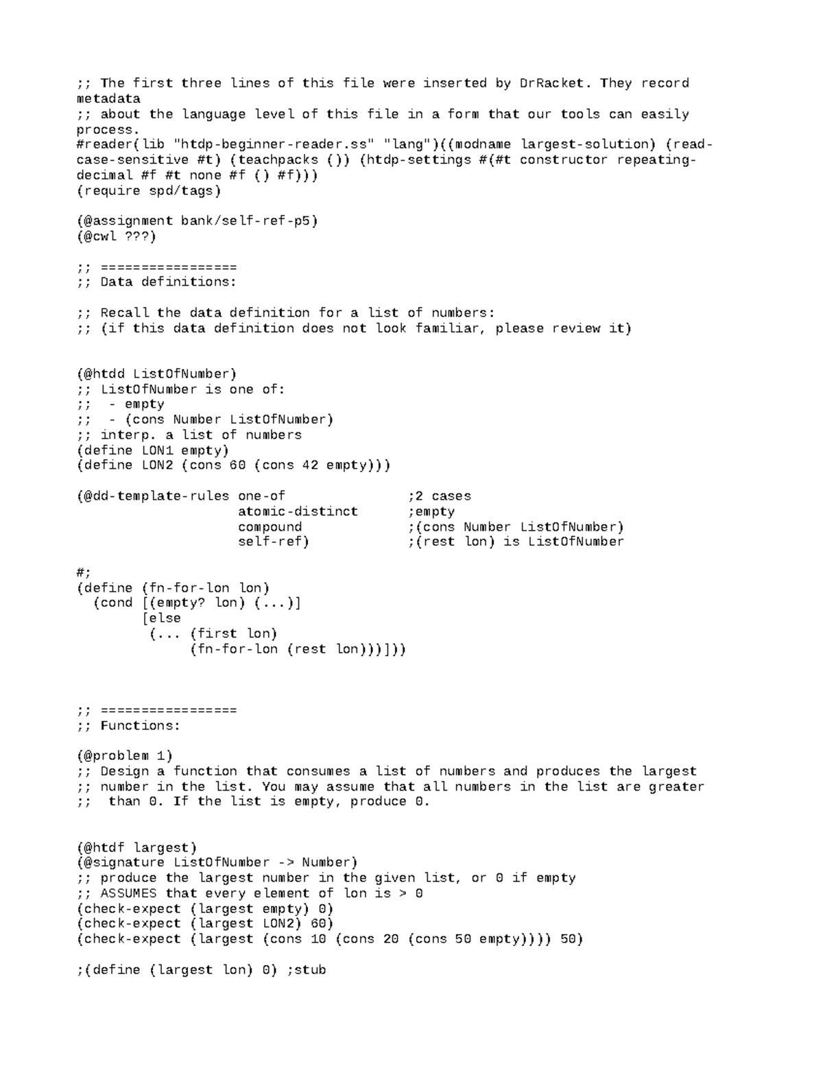Largest-solution - Module 3b solution - ;; The first three lines of ...
