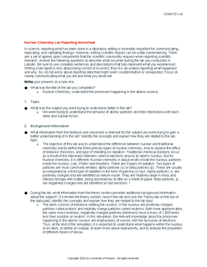 Week+6 - organic chemistry lab data and report - CHM/151 v Reaction ...