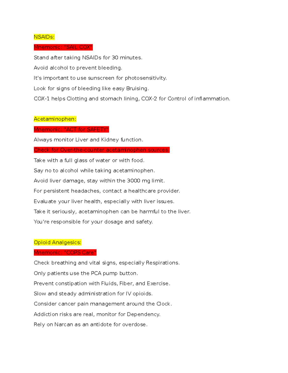 Nsaids Mnemonics - pharm classes - NSAIDs: Mnemonic: 