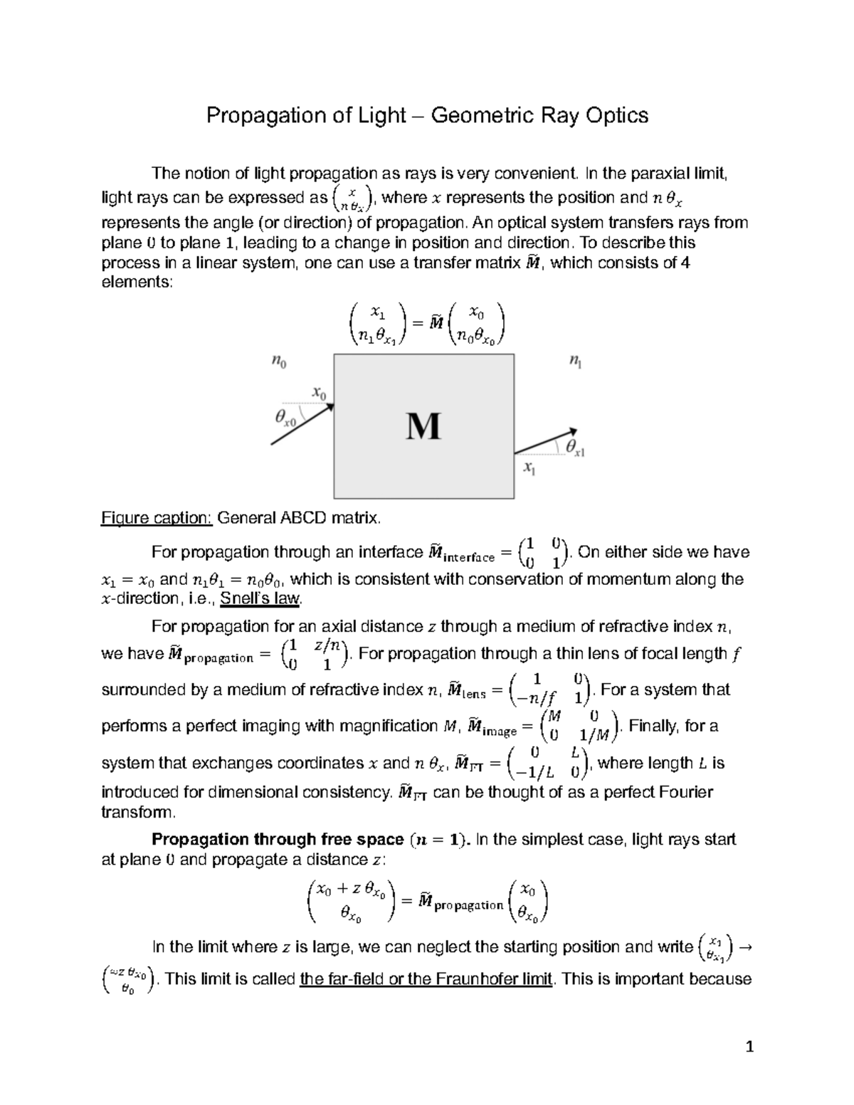 Lecture 2 09 11 - Propagation Of Light – Geometric Ray Optics The ...