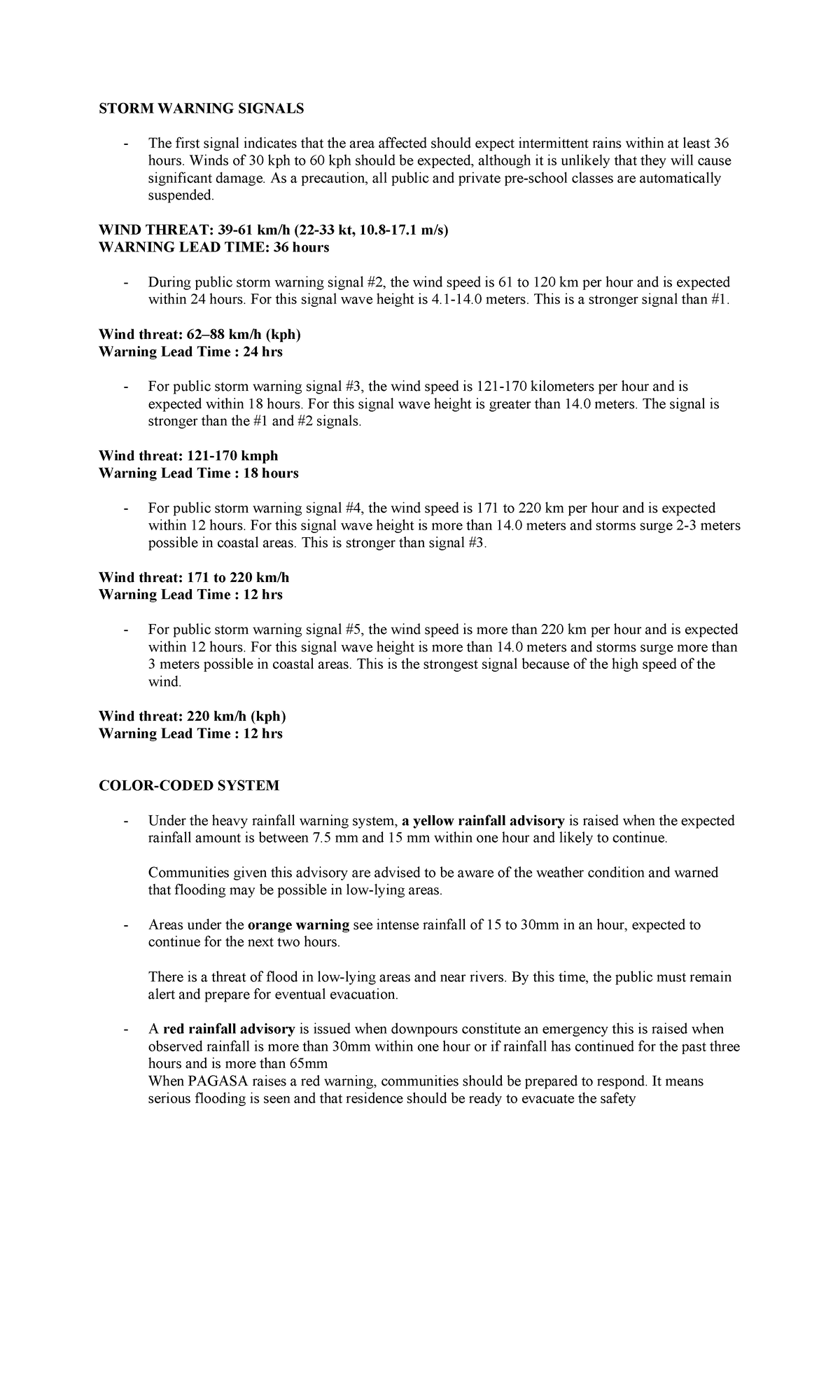 Storm Warning Signals - STORM WARNING SIGNALS The first signal ...