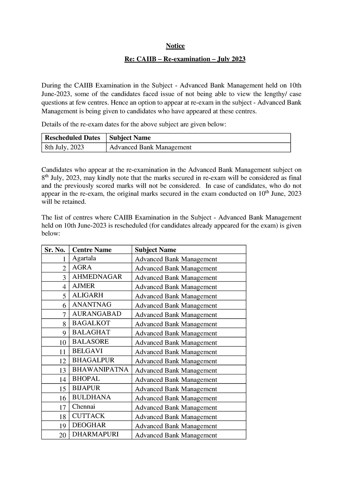 Notice ABM 123(1) ESDS Summary De Goeroegids Notice Re CAIIB Re