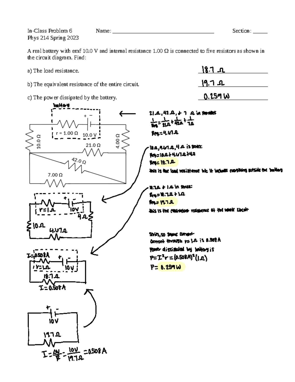 Phys 2 In Class 6 - In-Class Problem 6 Name ...