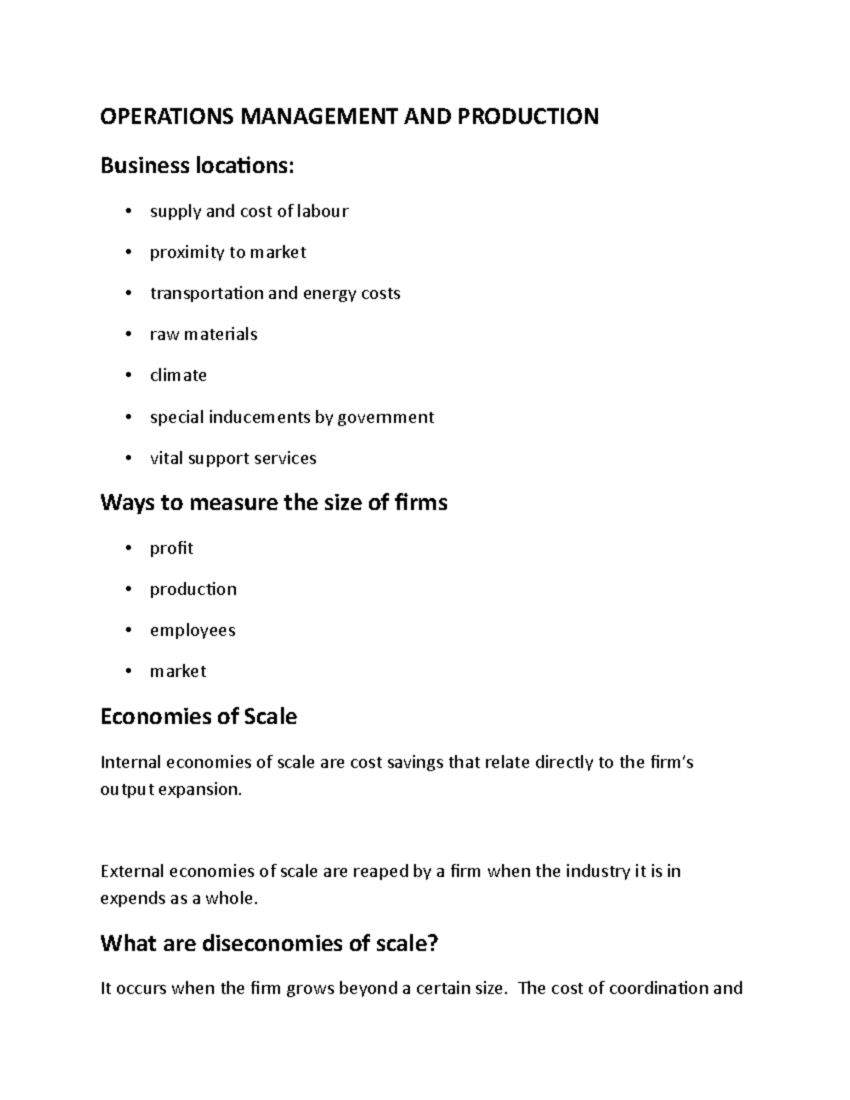 operation and production management assignment