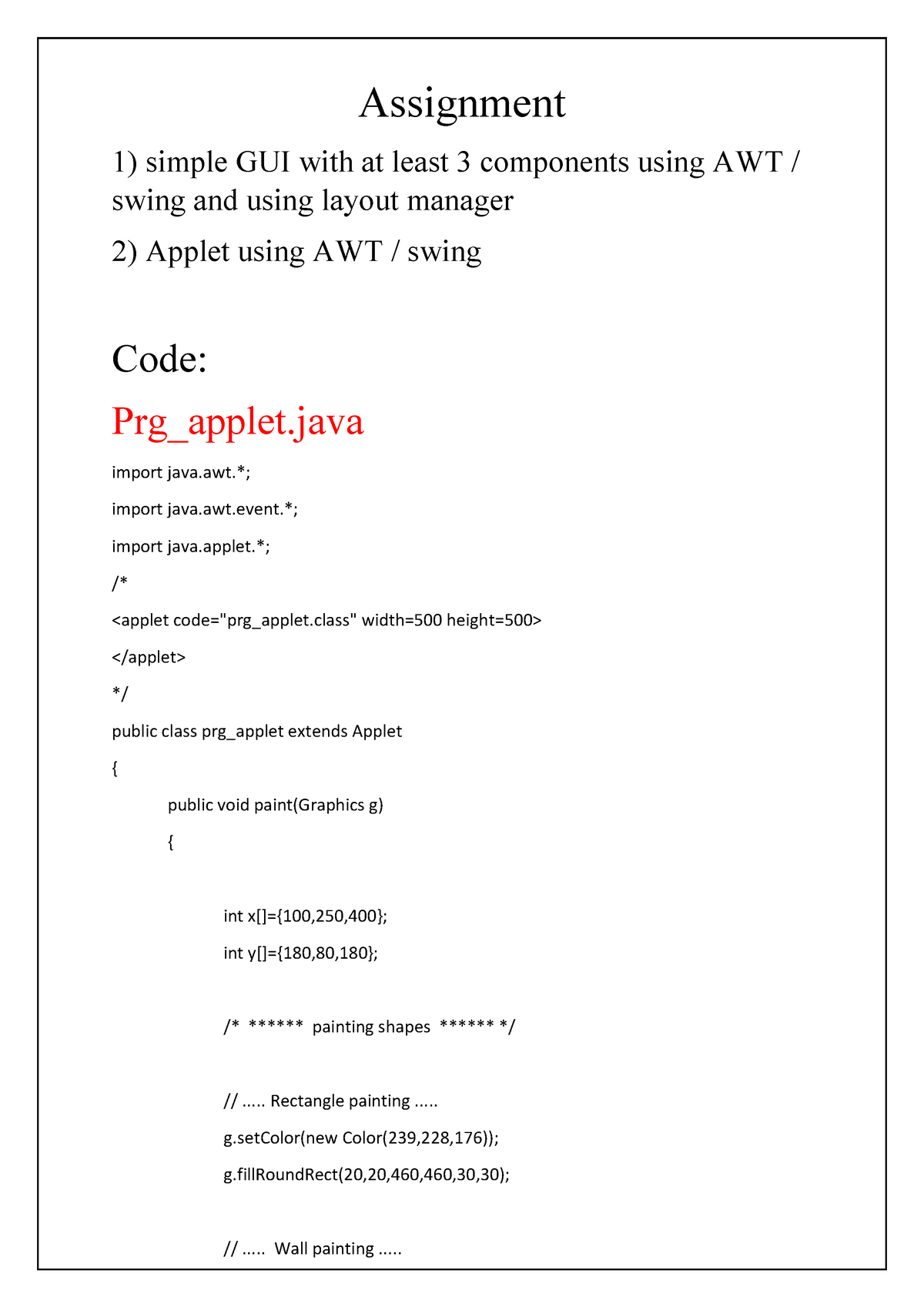 Java Assignment Task Assignment 1 Simple Gui With At Least 3 Components Using Awt Swing And 6015