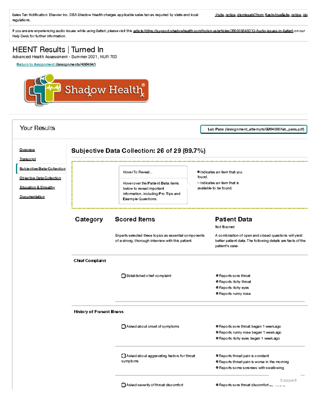 Heent Nursing Assessment Example