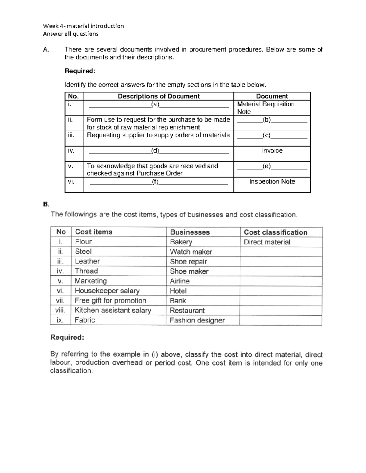 Week 4 - material introduction - Week 4 - material introduction Answer ...