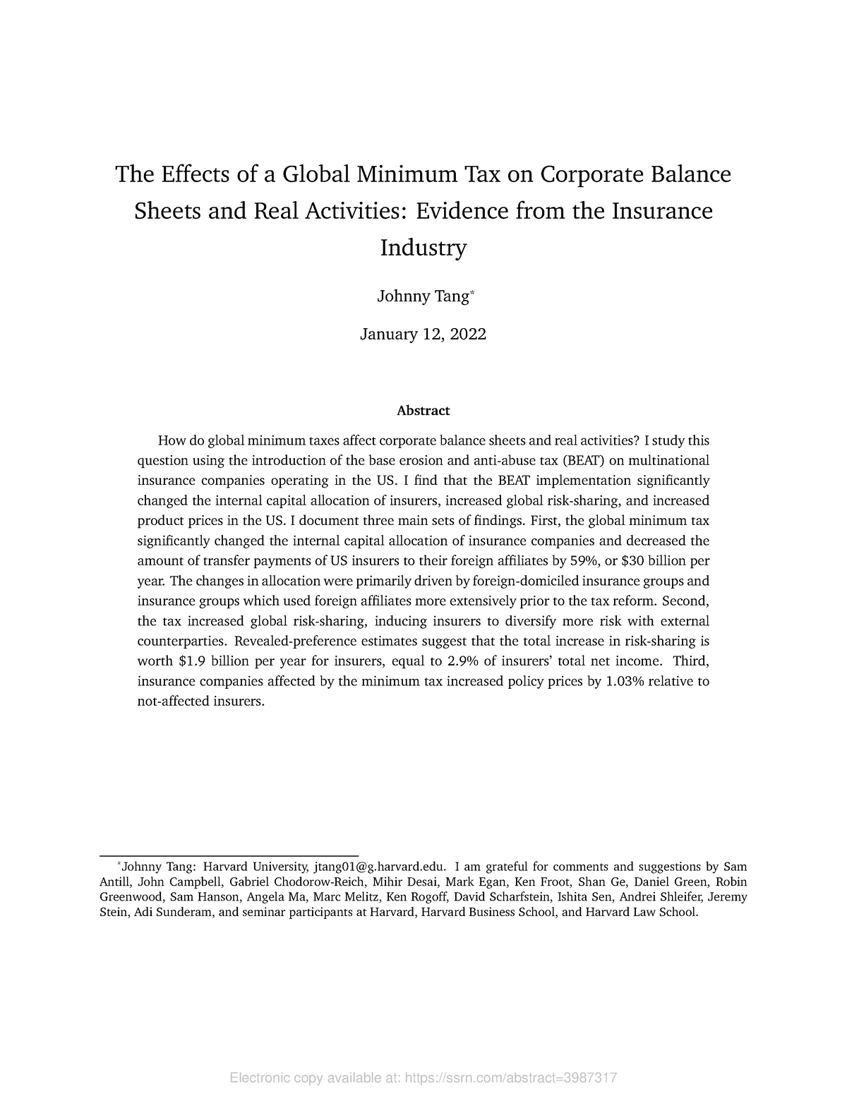 SSRN-id3987317 - The Effects Of A Global Minimum Tax On Corporate ...