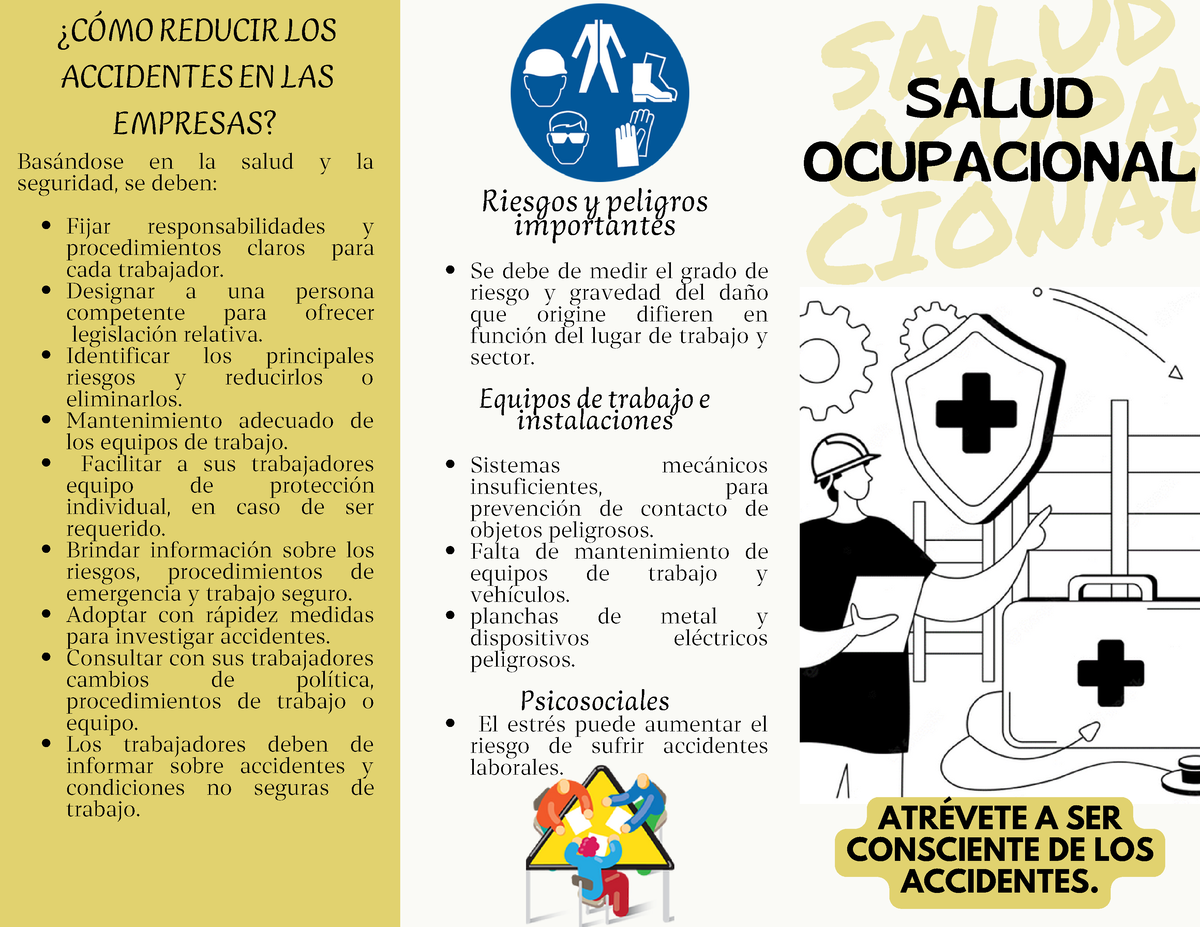 Triptico Salud Ocupacional Salud Ocupa Cional Se Debe De Medir El Grado De Riesgo Y Gravedad 0136