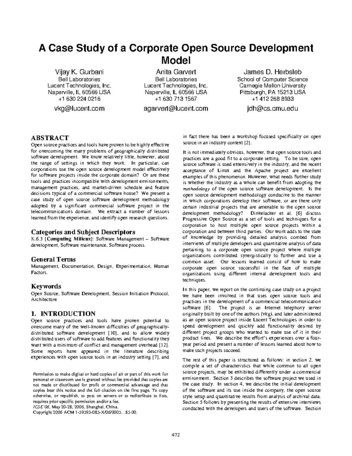 Corporate OSS Development (required) - A Case Study of a Corporate Open ...