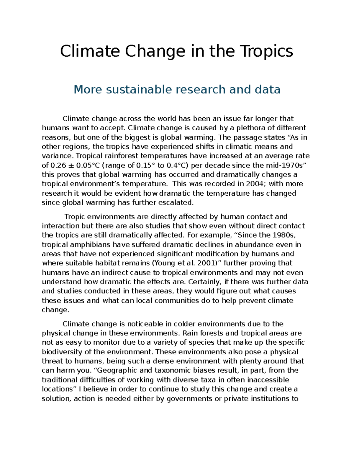 Climate change - Reading - Climate Change in the Tropics More ...