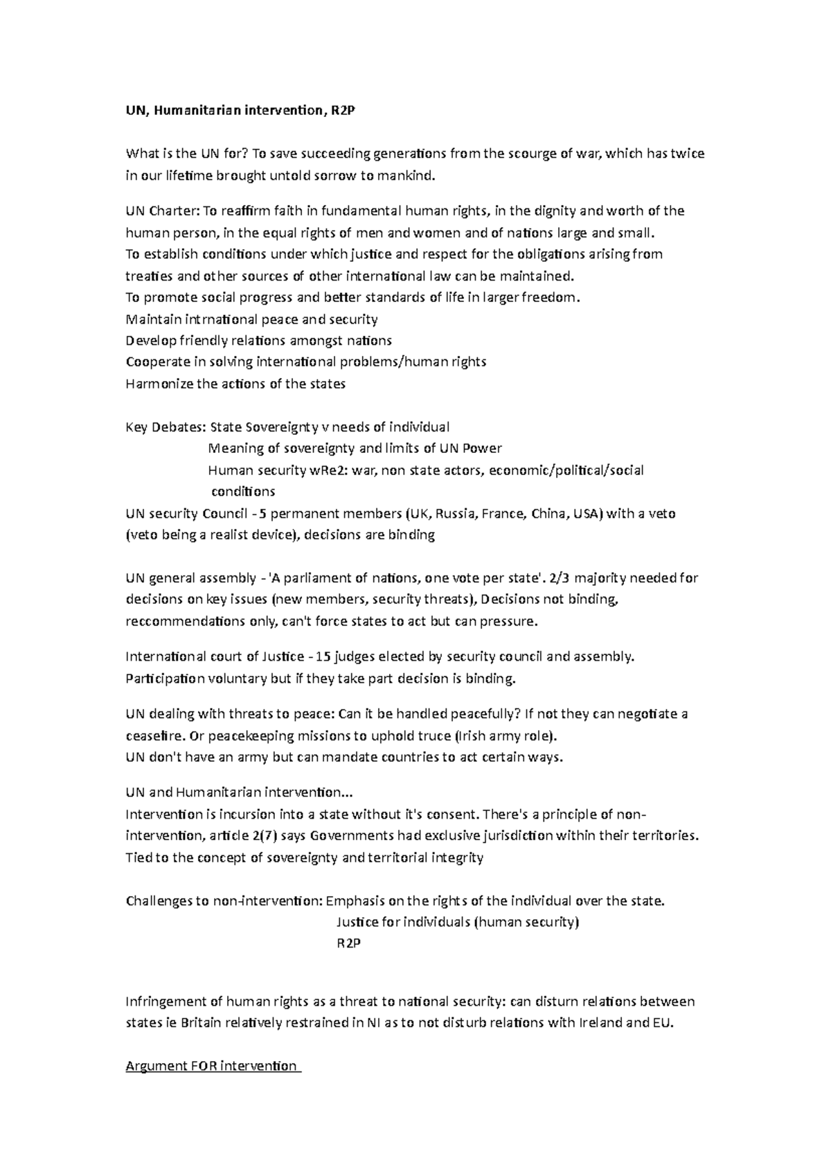UN humnaitarian intervention - UN, Humanitarian intervention, R2P What ...