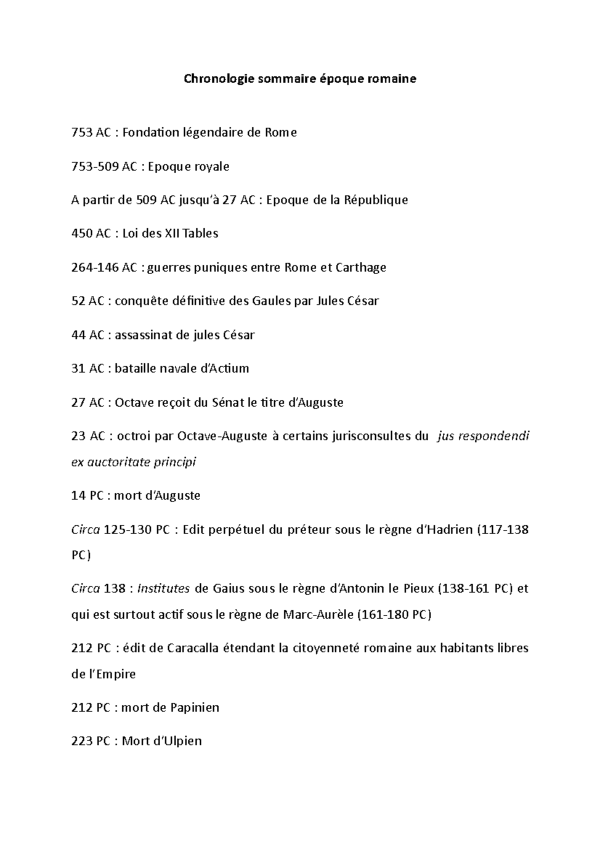 Chronologie époque romaine et époque franque - Chronologie sommaire ...