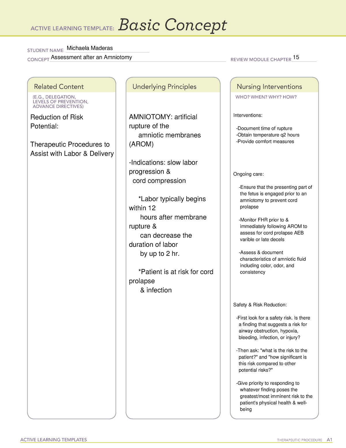 BC - Amniotomy Assessment copy - ACTIVE LEARNING TEMPLATES THERAPEUTIC ...