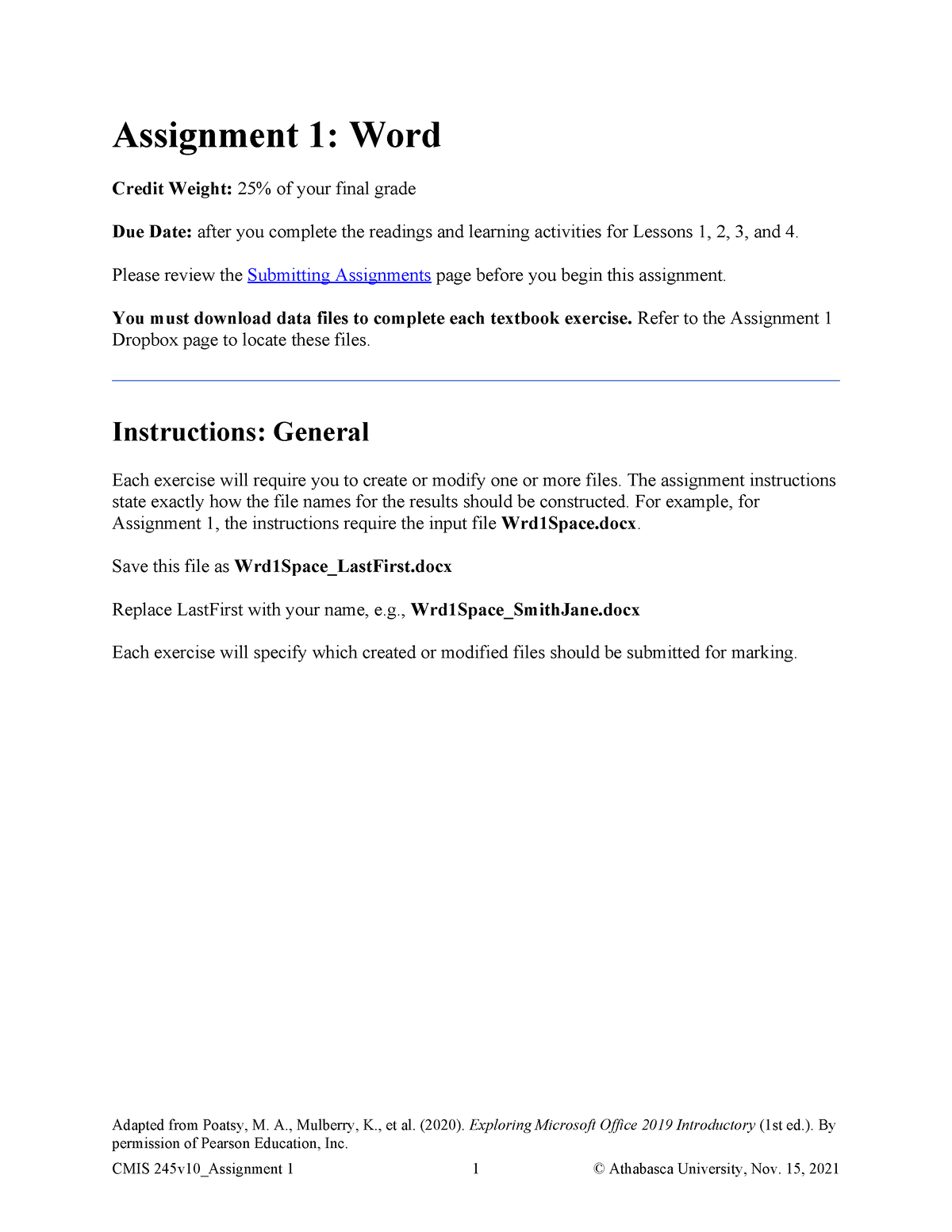 CMIS245v10 Assignment 1 - Assignment 1: Word Credit Weight: 25% of your ...