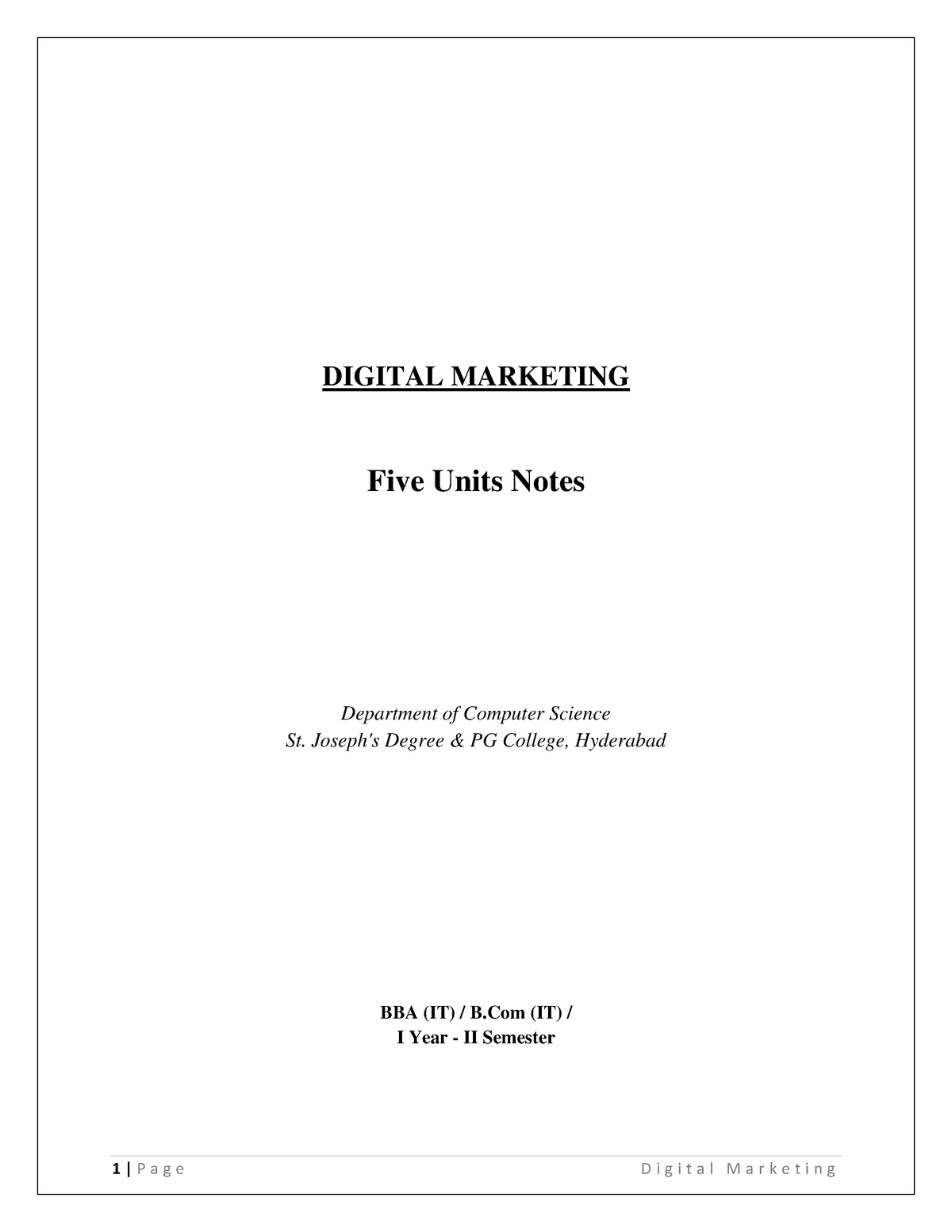 Digital Marketing Notes - DIGITAL MARKETING Five Units Notes ...