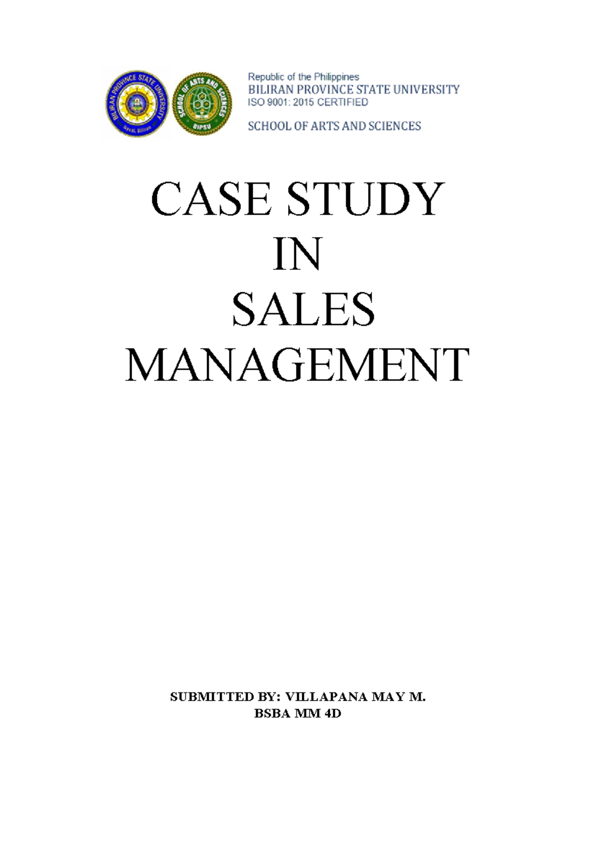 CASE Study 7-11 Final - SAMPLE - CASE STUDY IN SALES MANAGEMENT ...