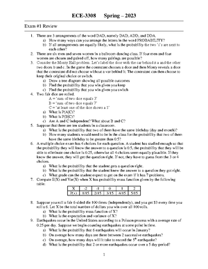 ECE3308 Exam 1 Review Solutions - ECE 3308 - Studocu