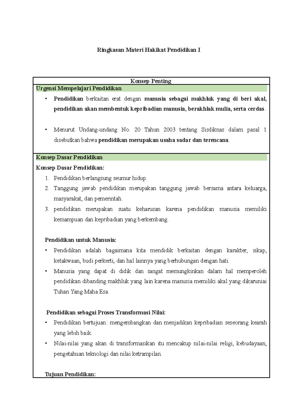 Resume Materi Hakikat Pendidikan I - Ringkasan Materi Hakikat ...