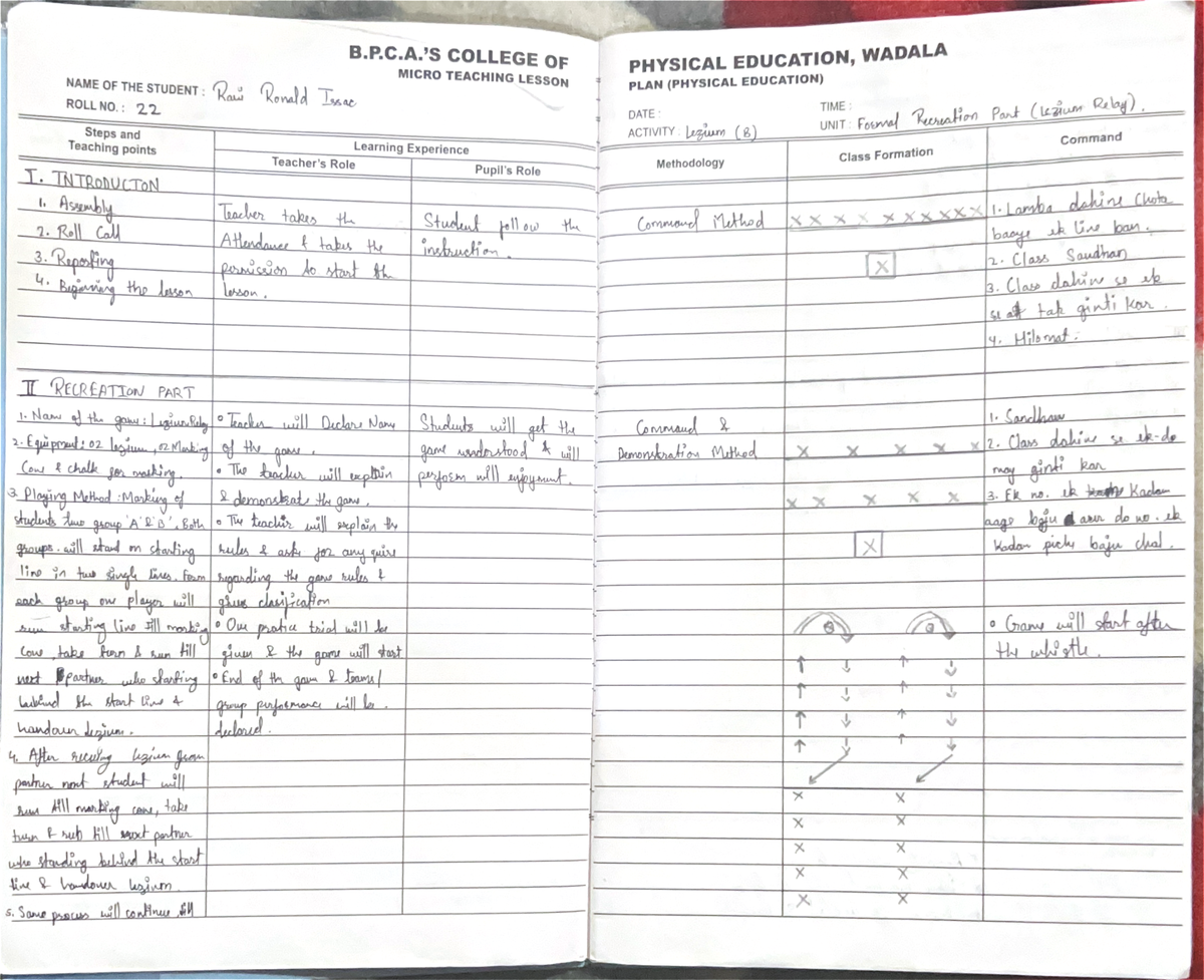 1. Lesson Note - Foundation Coursein Physical Education-III - Studocu