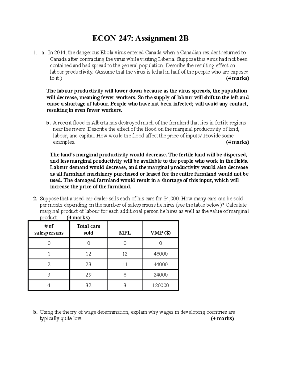 ECON 247 - one of the mandatory assignments - ECON 247: Assignment 2B a ...